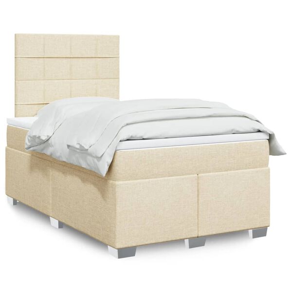 vidaXL Boxspring posteľ s matracom kr&eacute;mov&aacute; 120x190 cm l&aacute;tka