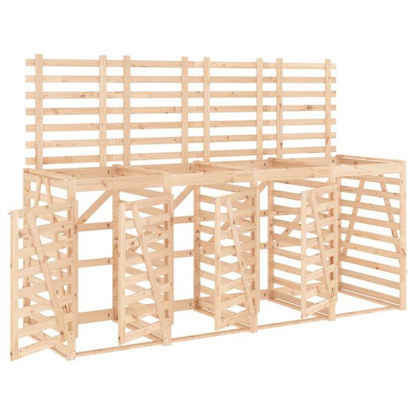 vidaXL Úložný box na štyri odpadkové koše masívna borovica