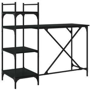 vidaXL Poč&iacute;tačov&yacute; st&ocirc;l s policami čierny 120x47x109 cm