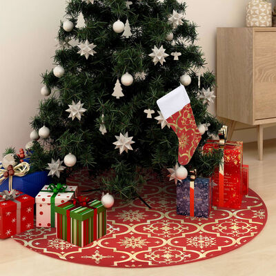 vidaXL Luxusná deka pod vianočný stromček ponožka červená 90 cm látka
