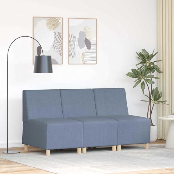 vidaXL Bezr&uacute;čkov&aacute; modul&aacute;rna sofa jednotka 3 pcs Modr&aacute; 55 x 74 x 82 cm