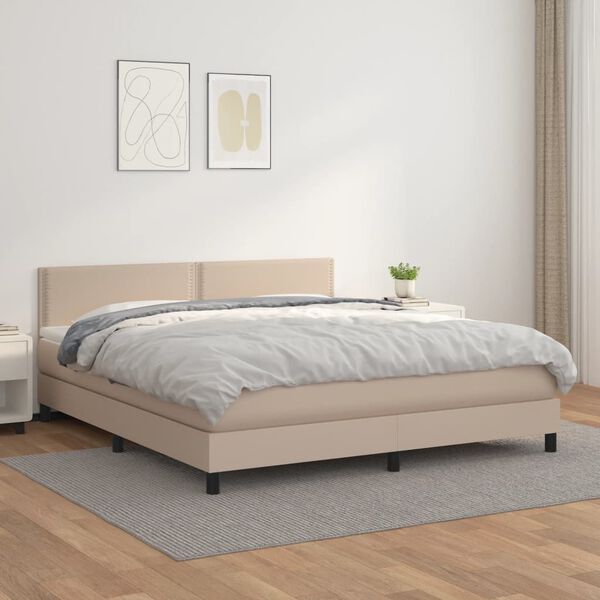 vidaXL Boxspring posteľ s matracom kapuč&iacute;nov&aacute; 180x200 cm umel&aacute; koža