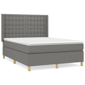 vidaXL Boxspring posteľ s matracom tmavosiv&aacute; 140x190 cm l&aacute;tka
