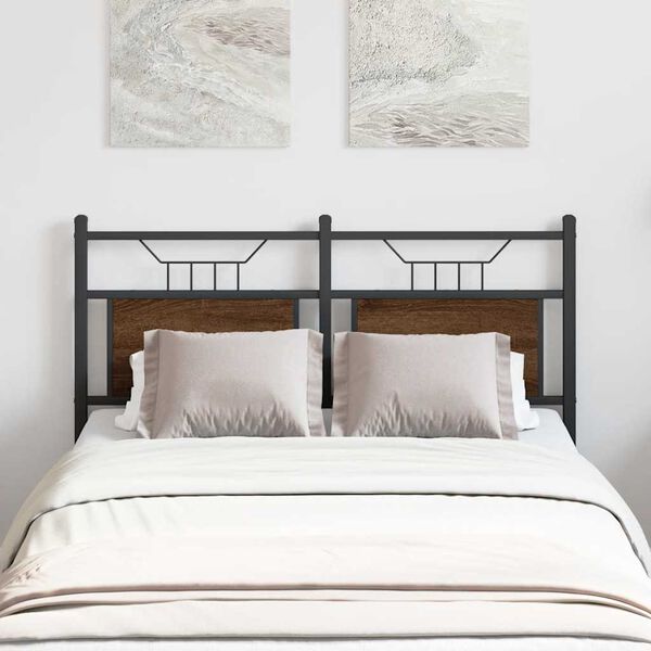 vidaXL N&aacute;hradn&eacute; čelo postele, hned&yacute; dub 120 cm, kompozitn&eacute; drevo a oceľ