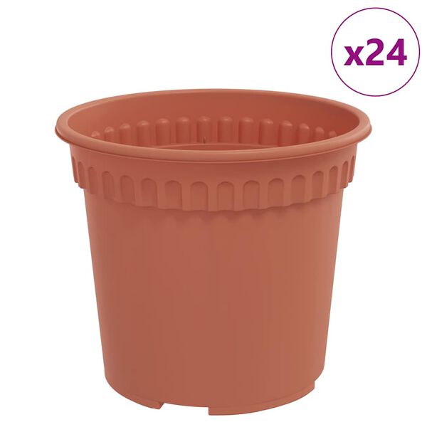 vidaXL Kulat&yacute; kvetin&aacute;č 24 pcs Tehlovo červen&aacute; &Oslash; 15 x 12 cm Plast