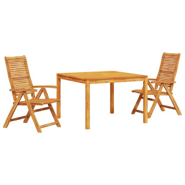 vidaXL Z&aacute;hradn&yacute; jed&aacute;lensk&yacute; set 3 pcs Hned&aacute; Pevn&eacute; ak&aacute;ciov&eacute; drevo