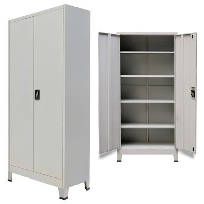 vidaXL Oceľová kancelárska skrinka s 2 dverami, 90x40x180 cm, šedá