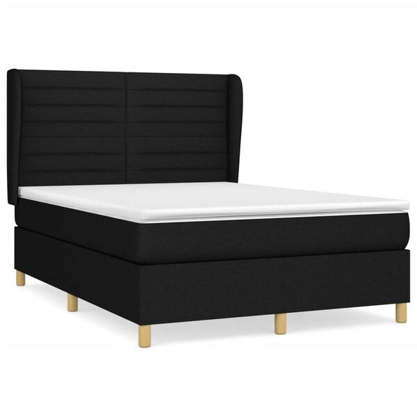 vidaXL Boxspring posteľ s matracom čierny 140x190 cm l&aacute;tka