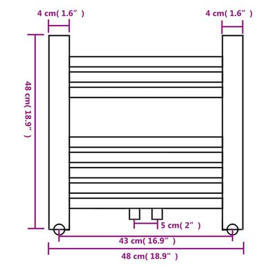 Rebríkový radiátor na centrálne vykurovanie, rovný 480x480 mm