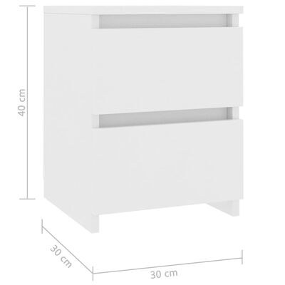 vidaXL Nočný stolík biely 30x30x40 cm drevotrieska