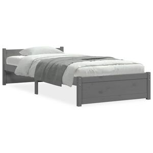 vidaXL Posteľn&yacute; r&aacute;m, siv&yacute; dreven&yacute; mas&iacute;v 75x190 cm mal&eacute; jednol&ocirc;žko