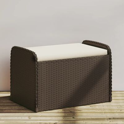 vidaXL Úložná lavička s vankúšom hnedá 80x51x52 cm polyratan