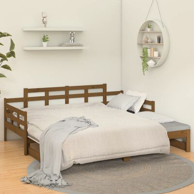 vidaXL Rozkladacia denná posteľ hnedá borovicový masív 2x(90x190) cm