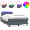 vidaXL Posteľn&yacute; r&aacute;m boxspring s matracom a LED tmavosiv&yacute; 120x210 cm zamat