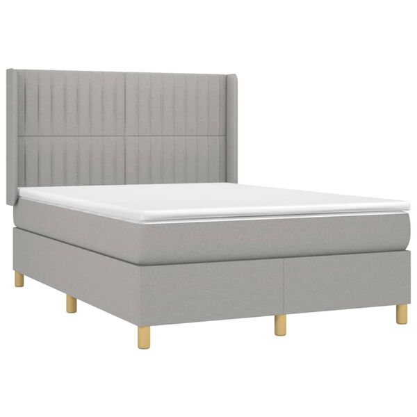 vidaXL Boxspring posteľ s matracom bledosiv&yacute; 140x190 cm l&aacute;tka