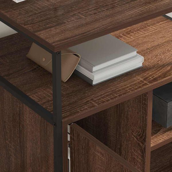 vidaXL Kancelársky skriňa s nabíjacou stanicou s kolesom Hnedý dub