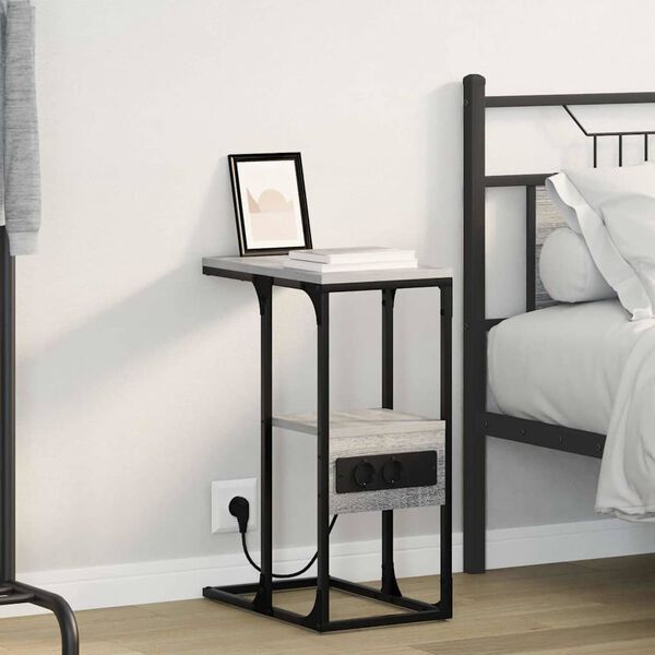 vidaXL Nočn&yacute; stol&iacute;k so z&aacute;suvkou Siv&yacute; dub sonoma 41.5 x 26 x 60.5 cm