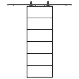 vidaXL Posuvn&eacute; dvere s kovan&iacute;m čierne 76x205 cm ESG sklo
