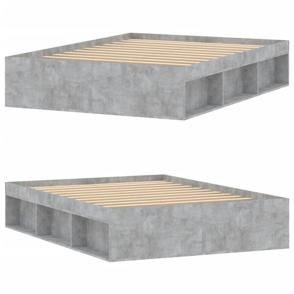 vidaXL Rám postele betónový sivý 135x190 cm dvojlôžko