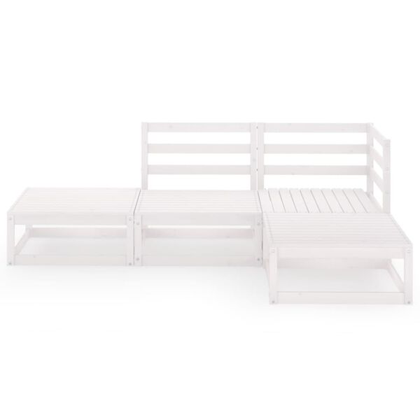 vidaXL 4-dielna záhradná sedacia súprava biela masívna borovica