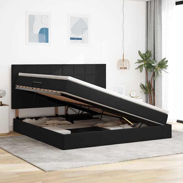 vidaXL Postel s &uacute;ložn&yacute;m prostorem a LED svetlom Čierna 200 x 200 cm