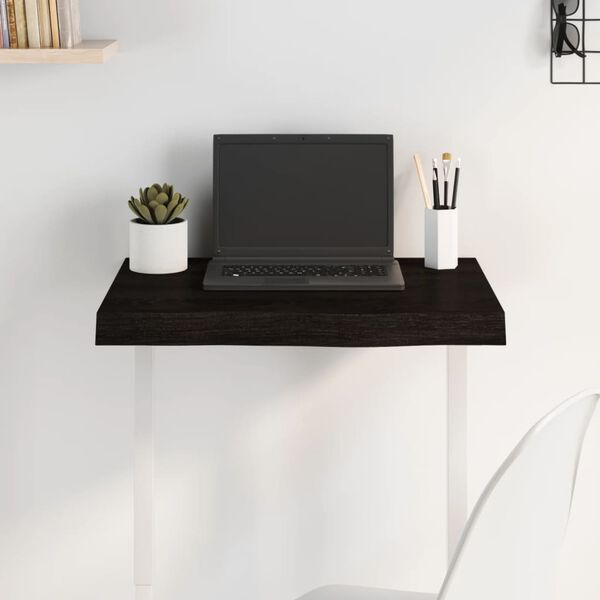 vidaXL Stolov&aacute; doska tmavohned&aacute; 60x40x(2-6) cm o&scaron;etren&yacute; dubov&yacute; mas&iacute;v