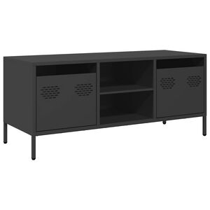 vidaXL TV skrinka čierna 101,5x39x43,5 cm oceľ valcovan&aacute; za studena