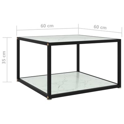 vidaXL Konferenčný stolík, biely 60x60x35 cm, tvrdené sklo