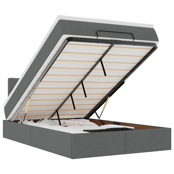 vidaXL Osmansk&aacute; posteľ s matracom a LED tmavosiv&aacute; 120x190 cm l&aacute;tka