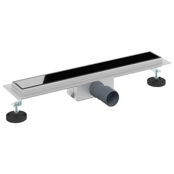 vidaXL Sprchov&yacute; odtok s sklenen&yacute;m vrchn&aacute;kom Čierna 50 cm