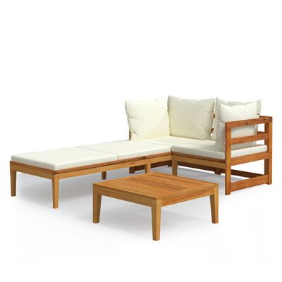 vidaXL 3-dielna záhradná sedacia súprava s krémovo-bielymi podložkami akáciové drevo