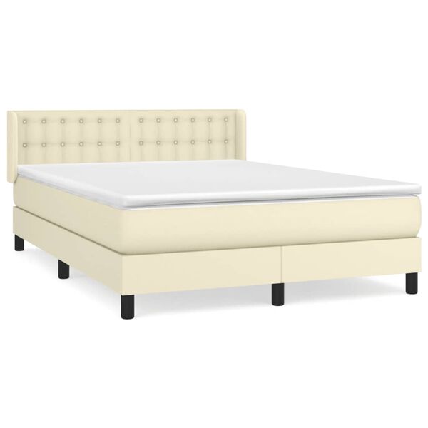 vidaXL Boxspring posteľ s matracom kr&eacute;mov&aacute; 140x200 cm umel&aacute; koža