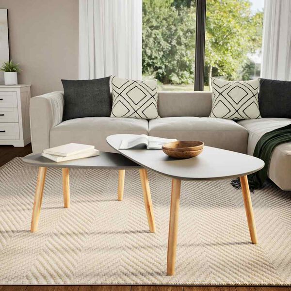 vidaXL Konferenčné stolíky 2 ks sivé masívne borovicové drevo