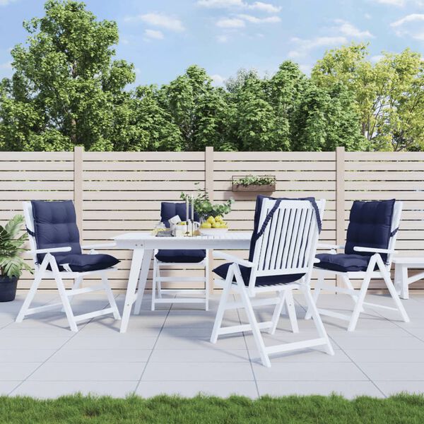 vidaXL Podložky na stoličky n&iacute;zke operadlo 4 ks tmavomodr&eacute; l&aacute;tka