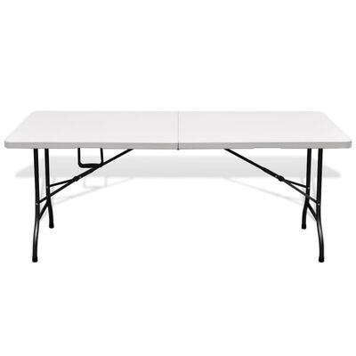 vidaXL Skladací záhradný stôl, biely 180x75x74 cm, HDPE