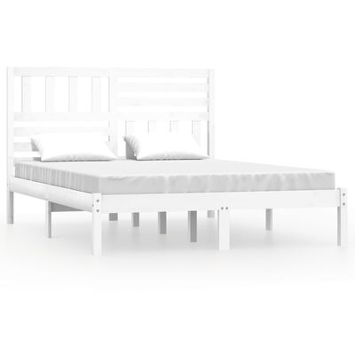 vidaXL Rám postele biely 135x190 cm dvojlôžko masívna borovica