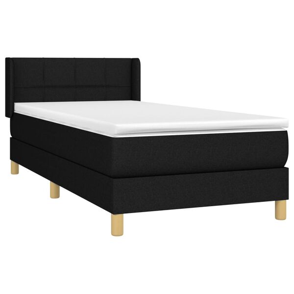 vidaXL Posteľn&yacute; r&aacute;m boxspring s matracom čierny 90x200 cm l&aacute;tka