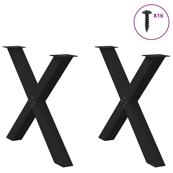 vidaXL Nohy k jed&aacute;lensk&eacute;mu stolu v tvare X, 2 ks, čierne, 90 x (72-73) cm, oceľov&eacute;