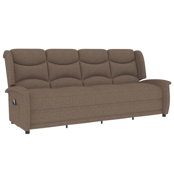 vidaXL 4-miestne sklápacie masážne kreslo, sivohnedé, látka