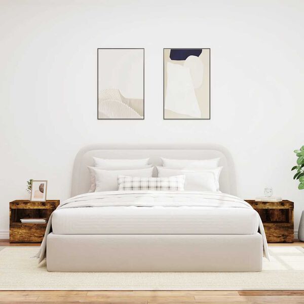 vidaXL Nočn&eacute; stol&iacute;ky s LED svetlami 2 ks dymov&yacute; dub 50x40x45 cm