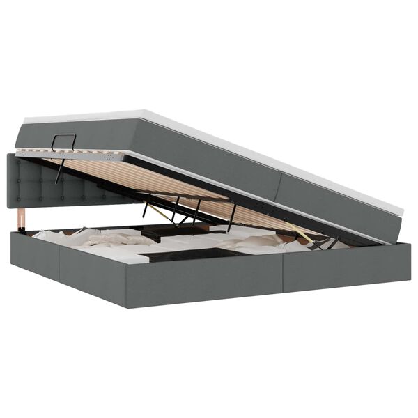 vidaXL Postel s &uacute;ložn&yacute;m prostorem a LED svetlom s matracmi Tmavo &scaron;ed&aacute;