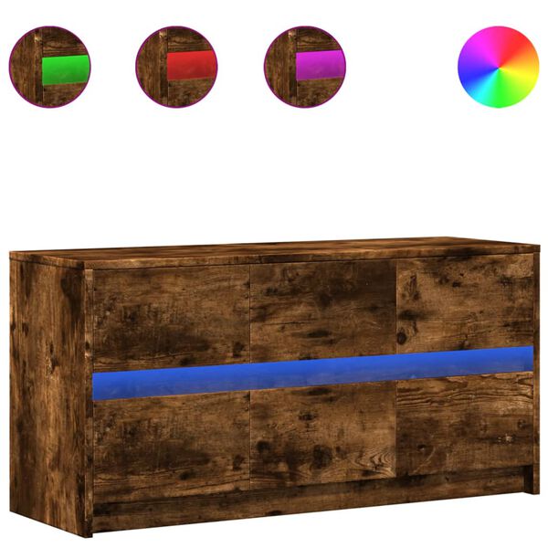 vidaXL TV stolík s LED dymový dub 100x34x50 cm kompozitné drevo