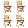 vidaXL Skladacia stolička 4 pcs Siv&aacute; 49 x 57.5 x 92 cm Ak&aacute;ciov&yacute; mas&iacute;v