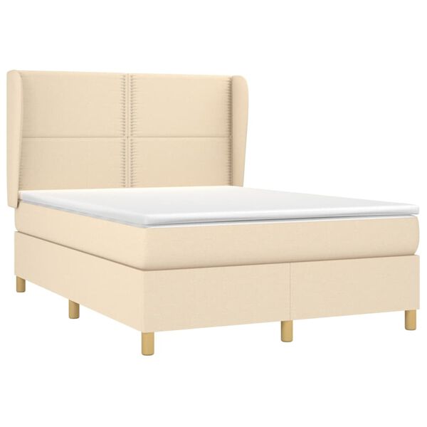 vidaXL Boxspring posteľ s matracom kr&eacute;mov&yacute; 140x190 cm l&aacute;tka