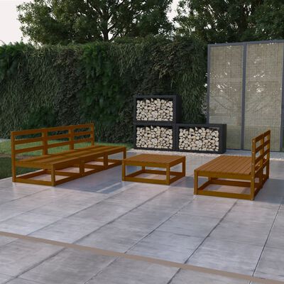 vidaXL 6-dielna záhradná sedacia súprava medovo-hnedá borovicový masív