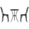 vidaXL Záhradný bistro set 3 pcs Čierna Hliník