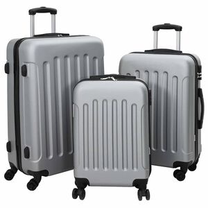 vidaXL Kufor so z&aacute;mkom 3 ks Strieborn&aacute; 50 x 31 x 78 cm ABS plast