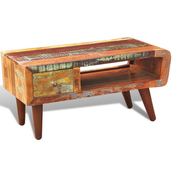 vidaXL Konferenčn&yacute; stol&iacute;k, zaoblen&yacute;, 1 z&aacute;suvka, recyklovan&eacute; drevo