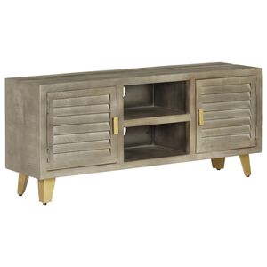 vidaXL TV stol&iacute;k z mas&iacute;vneho mangovn&iacute;kov&eacute;ho dreva siv&yacute; a mosadzn&yacute; 110x30x48 cm
