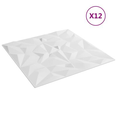 vidaXL Nástenné panely 12 ks, biele 50x50 cm, XPS 3 m² ametyst